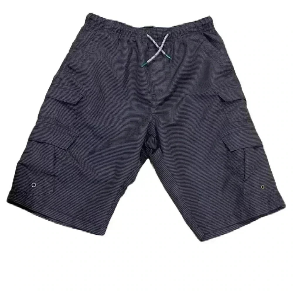 New Iron Co Boy’s Cargo Shorts Gray Striped lSz. L-14/16